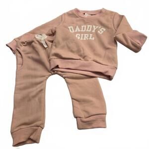 Shein Daddy's Girl Matching Set - Pink Sweatshirt and Pants - Size 9 - 12 Months